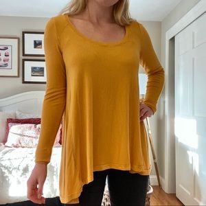 Free People Burnt Yellow Long Sleeve Shirt